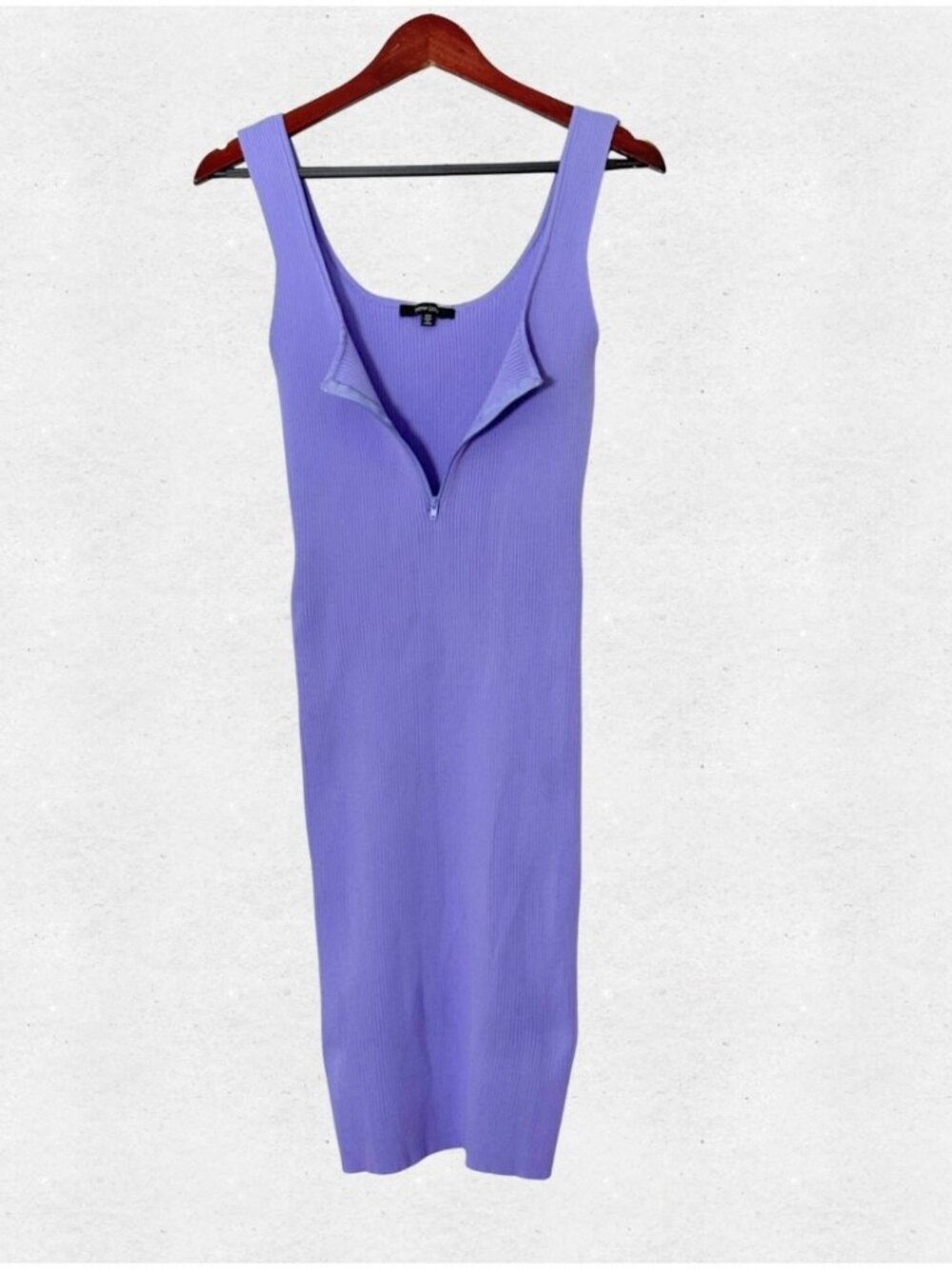 Plus Size Lavender Purple Ribbed Knit Stretchy Tank Midi Dress 2X Zipper Y2K